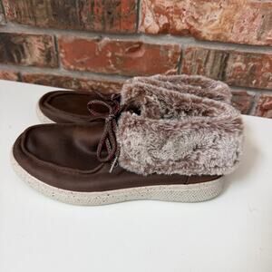Bobs Skechers Skipper Hang Glider Chukka Ankle Boot Size 9 Brown Fur Lined